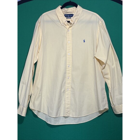 Ralph Lauren Shirt Men’s Adult XXL Yellow Long Sleeve Button Down Custom Fit - Picture 1 of 10